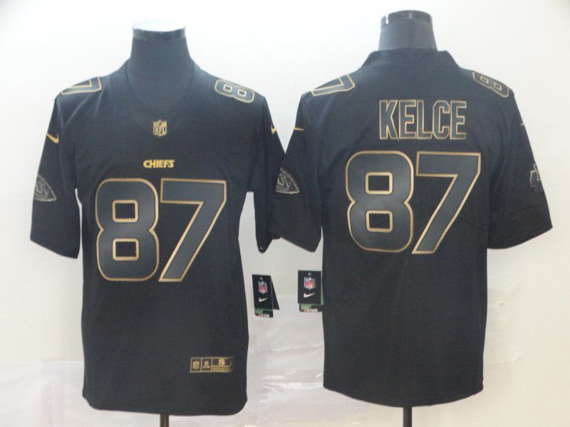 Men Kansas City Chiefs #87 Kelce Black Nike Vapor Limited Black Golden Jersey->kansas city chiefs->NFL Jersey